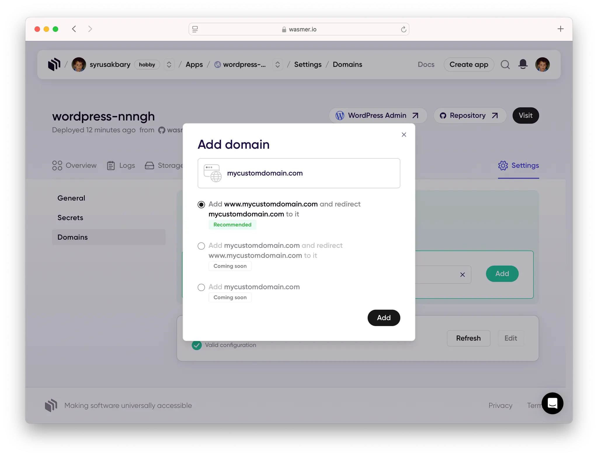 Add Domain